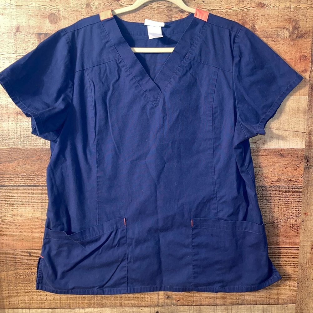 ScrubStar Navy & Melon Scrub Top - Picture 2 of 4